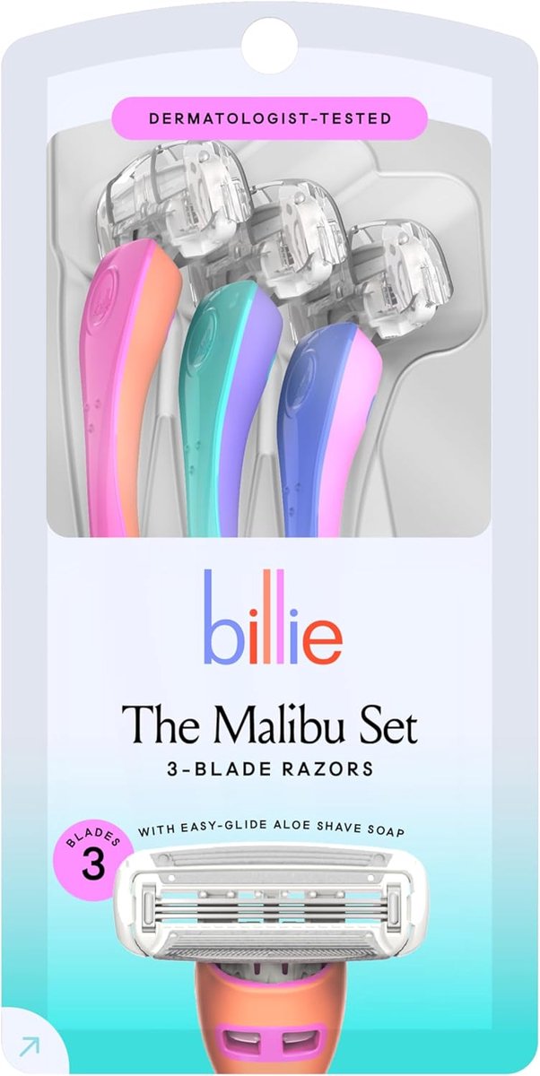 wegwerpscheermesjes voor vrouwen - Malibu set - 3 flexibele roestvrije bladen - glijdt soepel over de huid - ShopVlot