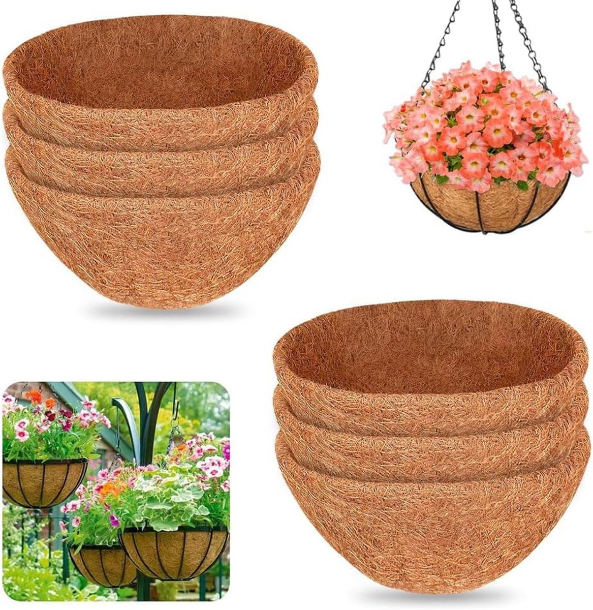 Kokosnoot inzetstukken 10 stuks - ronde kokosvezel - ademend en wateropslonend - voor gezonde plantengroei - ShopVlot
