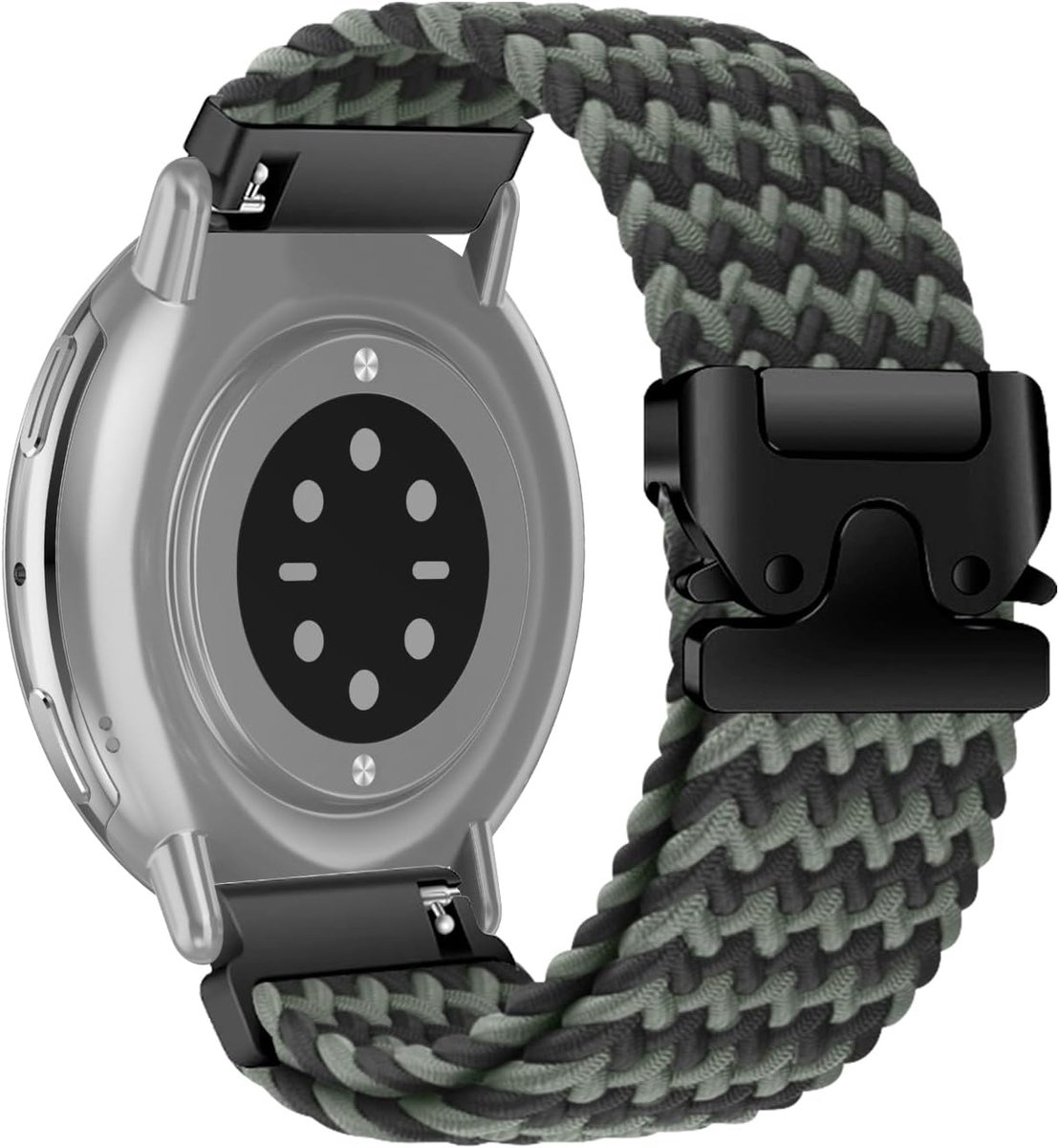 Nylon Horlogeband 20mm - Zwart-Groen - Ademend Soft - Voor Amazfit Active 2/Bip 3 Pro - ShopVlot