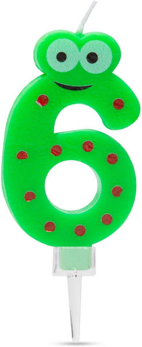 Verjaardagskaars Cijfer 6 - verjaardagscijfer, decoratiekaars, feestkaars, getalkaars, cake-kaars, decoratie, verjaardag [56182-6]