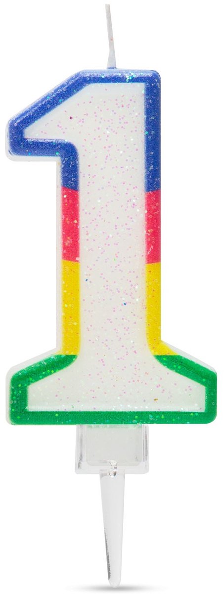 Verjaardagskaars Cijfer 1 voor Taart, Decoratie en Cadeau, 7x4 cm [56181-1]