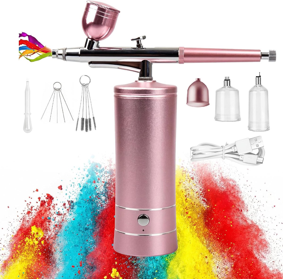 Draadloze airbrush set - oplaadbare portable airbrush gun - fijne nevel - perfect voor make-up en cake decoratie - ShopVlot