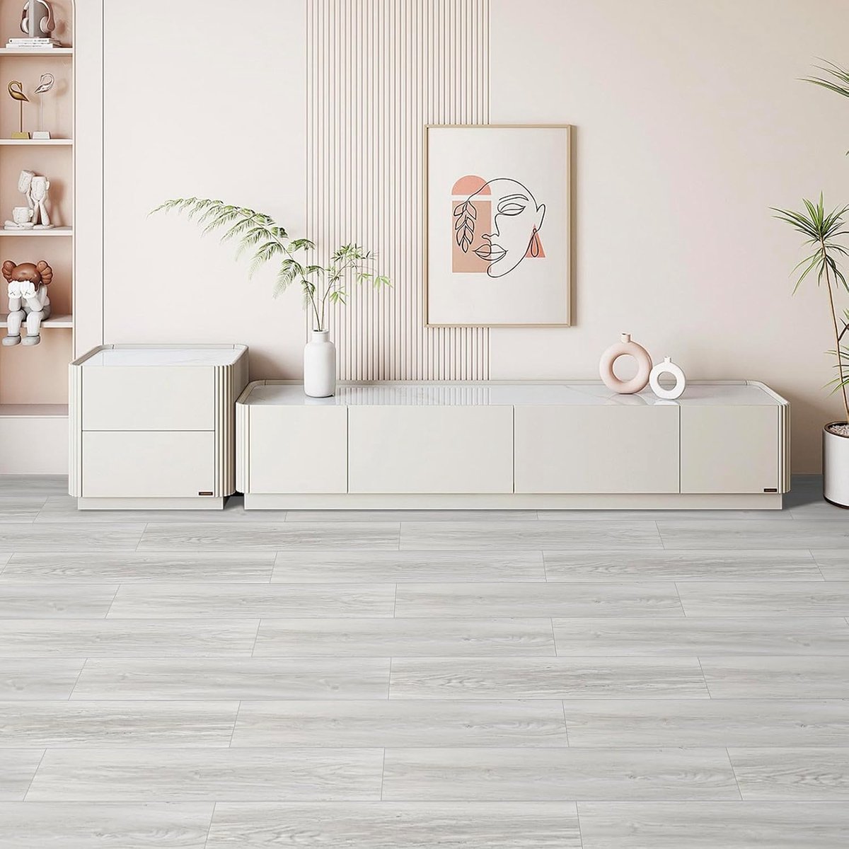 Vinylvloer 15 x 90 cm - zelfklevend PVC - grijs houtlook - waterdicht en slijtvast voor keuken - ShopVlot