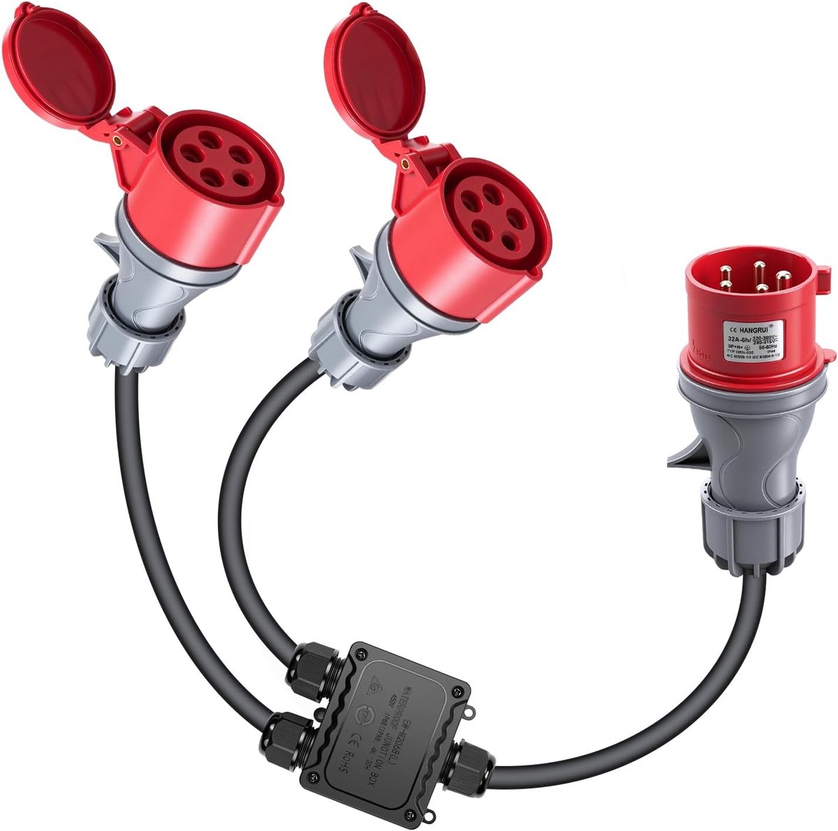 CEE-adapter 5-polige industriële stekker 32 A naar 16 A - olie-geïmpregneerd koperdraad - IP44 bescherming - ShopVlot