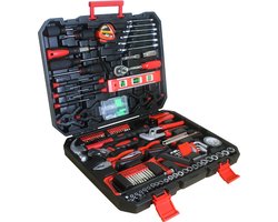 Gereedschapskoffer Met Toolset 238 Delig – Handgereedschap – 45,5 X 35,5 X 8,9 Cm – Kunststof – Zwart Rood – Voor Huis, Auto En Doe Het Zelf – Met Slot