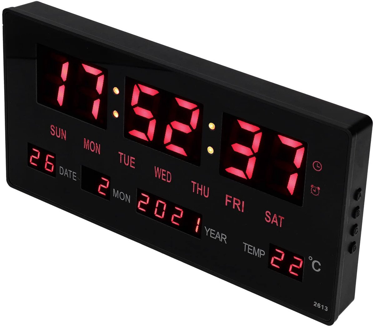 LED digitale wandklok grote elektronische klok - hangend met kalender en binnentemperatuur - ShopVlot