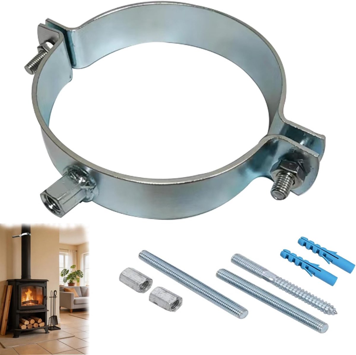 Kachelslanghouder 110 mm - zilver - montageklem met plug - eenvoudig te monteren - ShopVlot