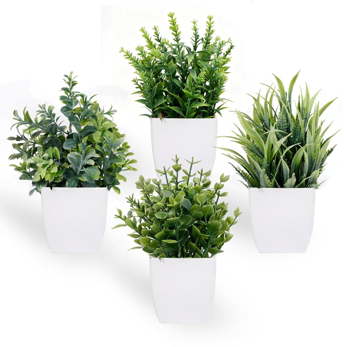 kunstplanten met pot 4 stuks - kleine groene planten - decoratieve kunststof - perfecte indoor decoratie - ShopVlot