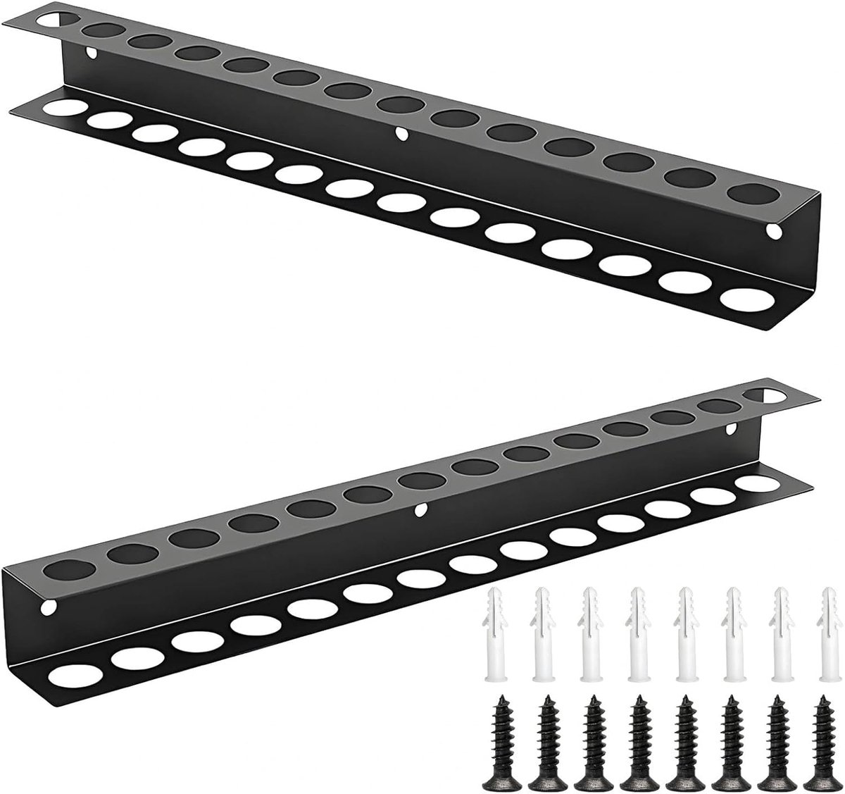 Schroevendraaierhouder 40 cm - Muurhouder met 14 gaten - Inclusief schroeven en expansiebuis - ShopVlot