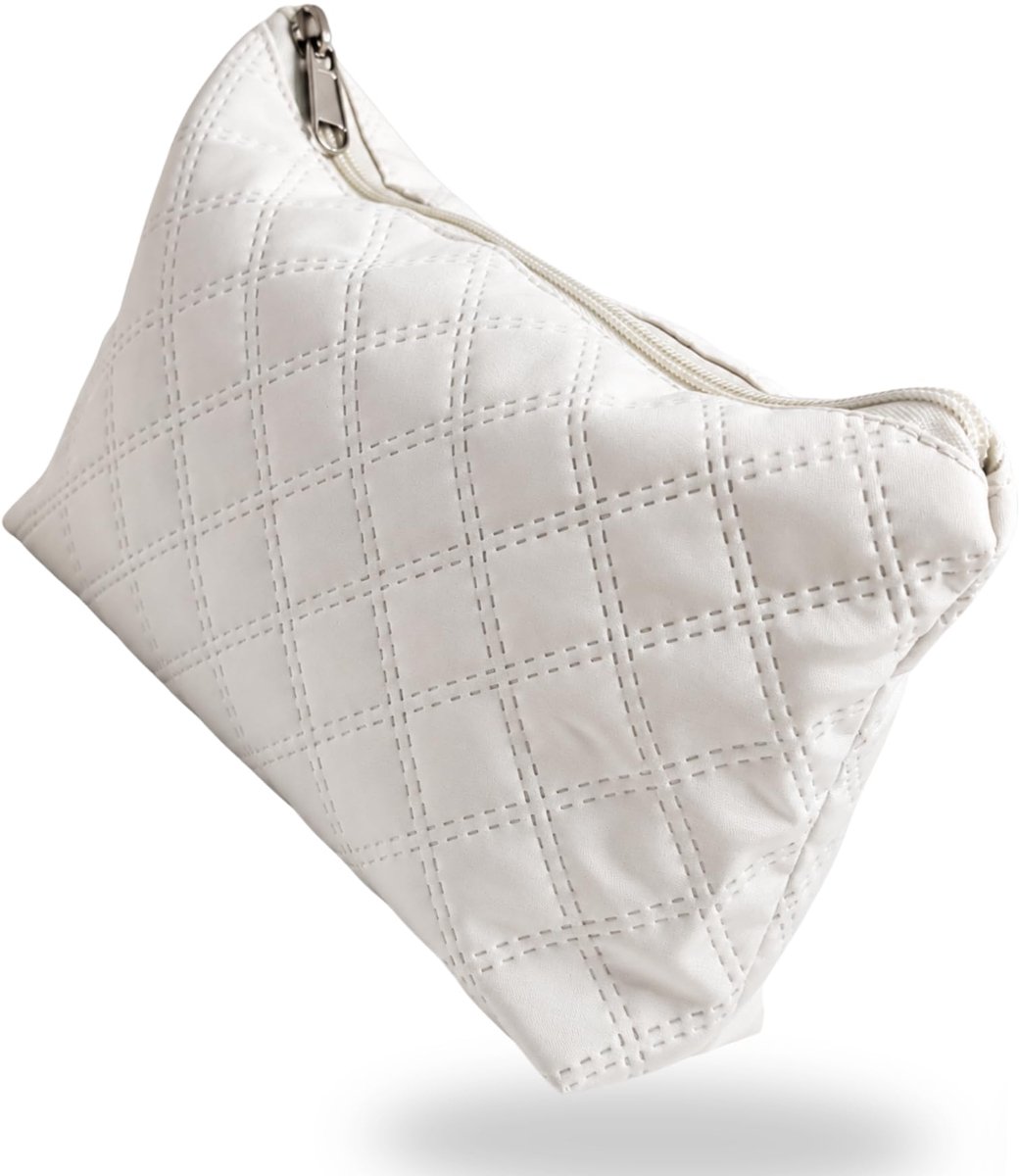Toilettas voor vrouwen 25 x 17.5 cm - opvouwbare tas - witte parel - ideaal voor moederschap - ShopVlot