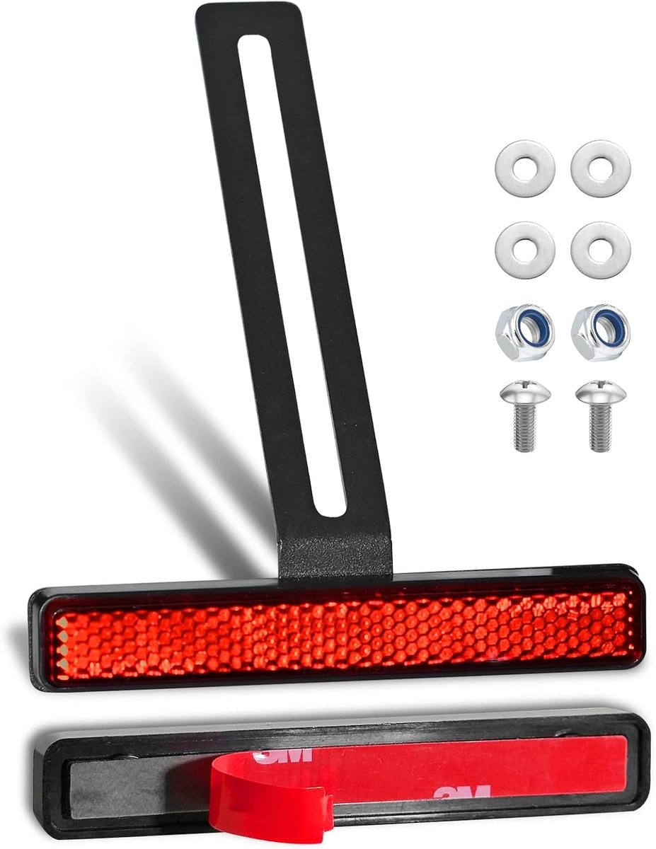 Motorfiets reflector achter E4 getest - gebogen lange T-houder 130 mm - aluminium legering - ShopVlot