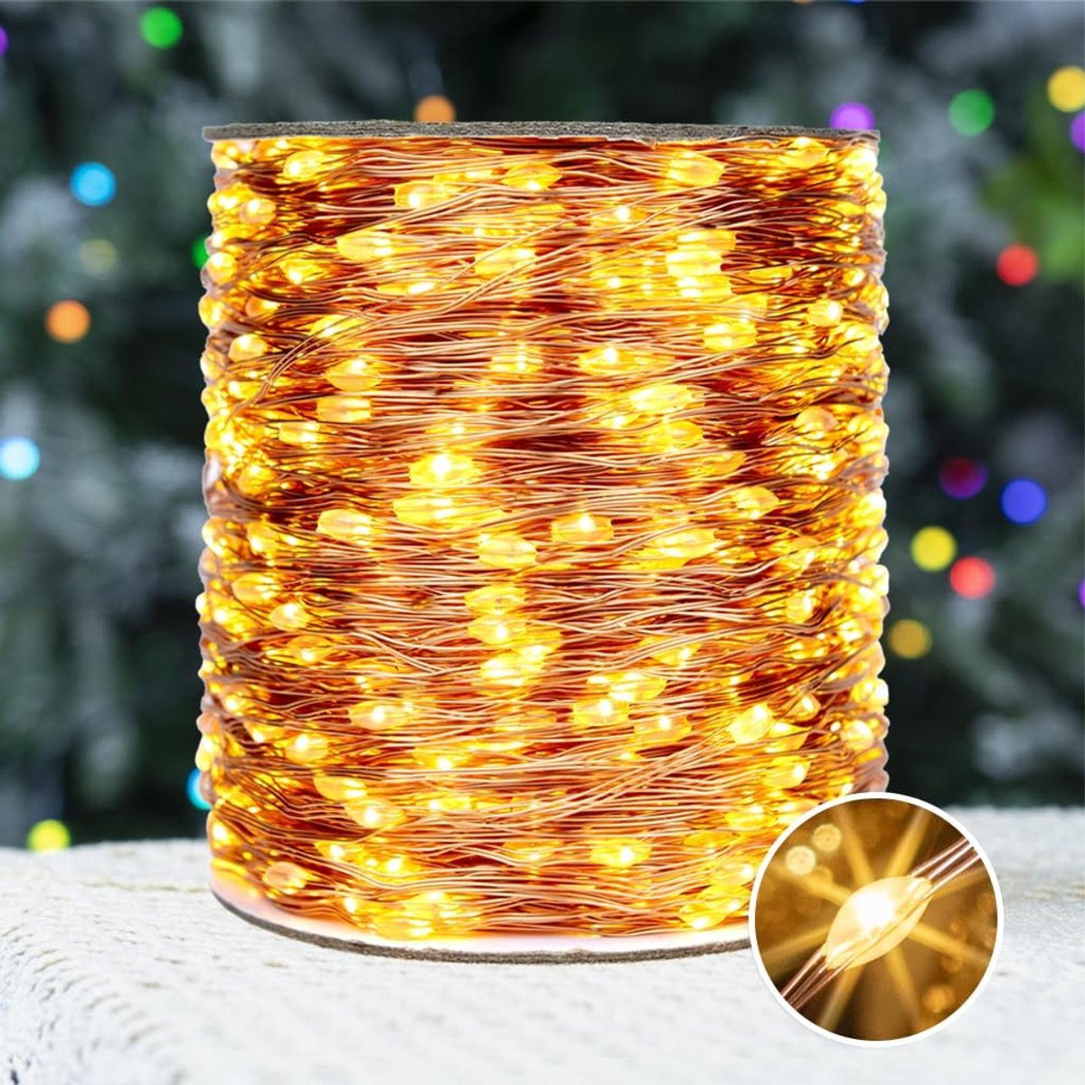 Sfeerverlichting 30 m - Koppelbaar met afstandsbediening - 300 LED's - Warm wit - Ideaal voor slaapkamer en tuin - ShopVlot
