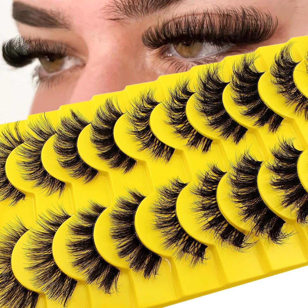 Valse Wimpers 10 Pairs - 15mm D-Curl Fluffy Cat-Eye - Gemengde Stijlen - Natuurlijke Look - ShopVlot