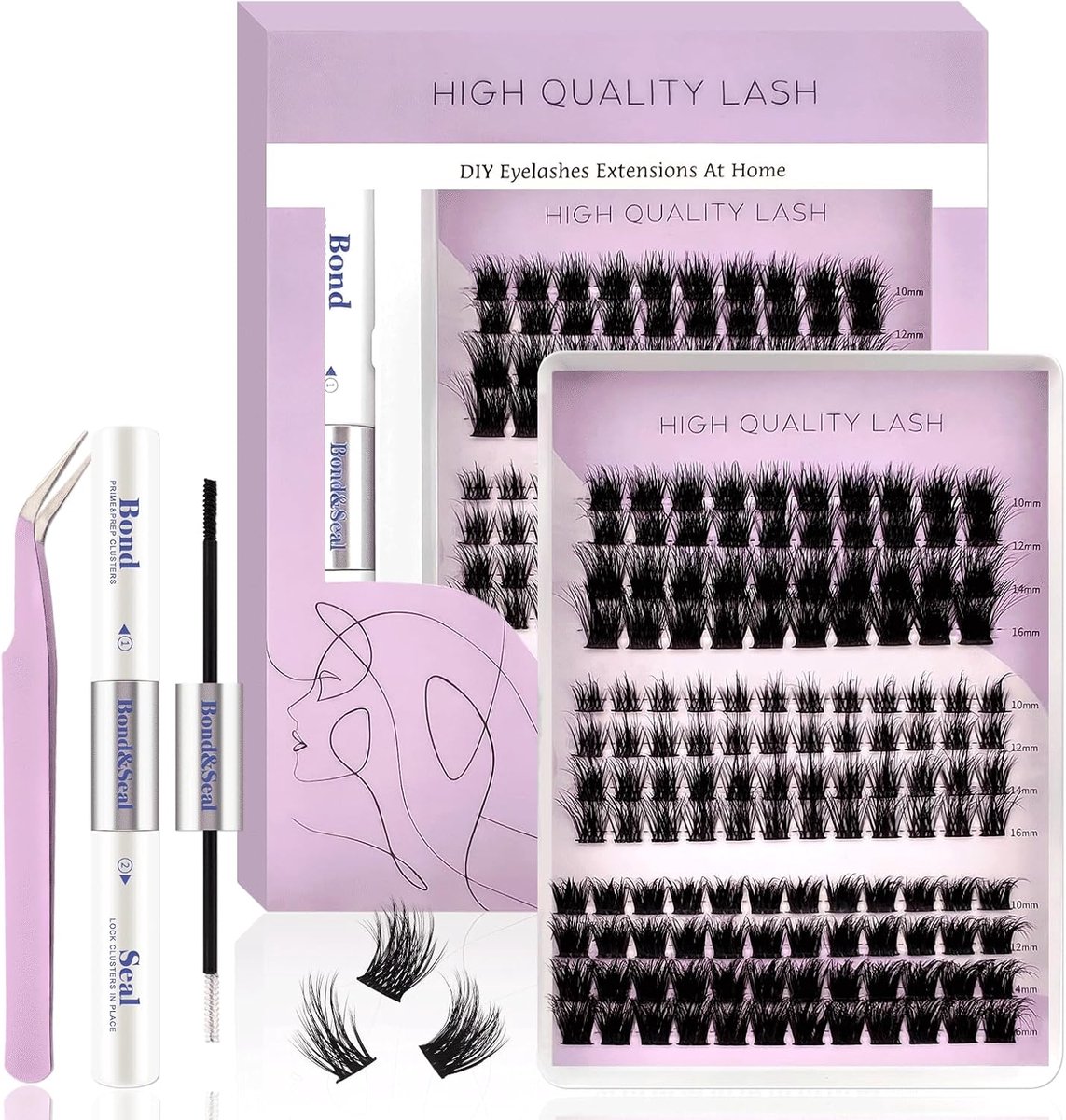 Wimperextensions set 136 stuks - 3 stijlen gemengd - met wimperlijm en pincet - perfect voor beginners - ShopVlot