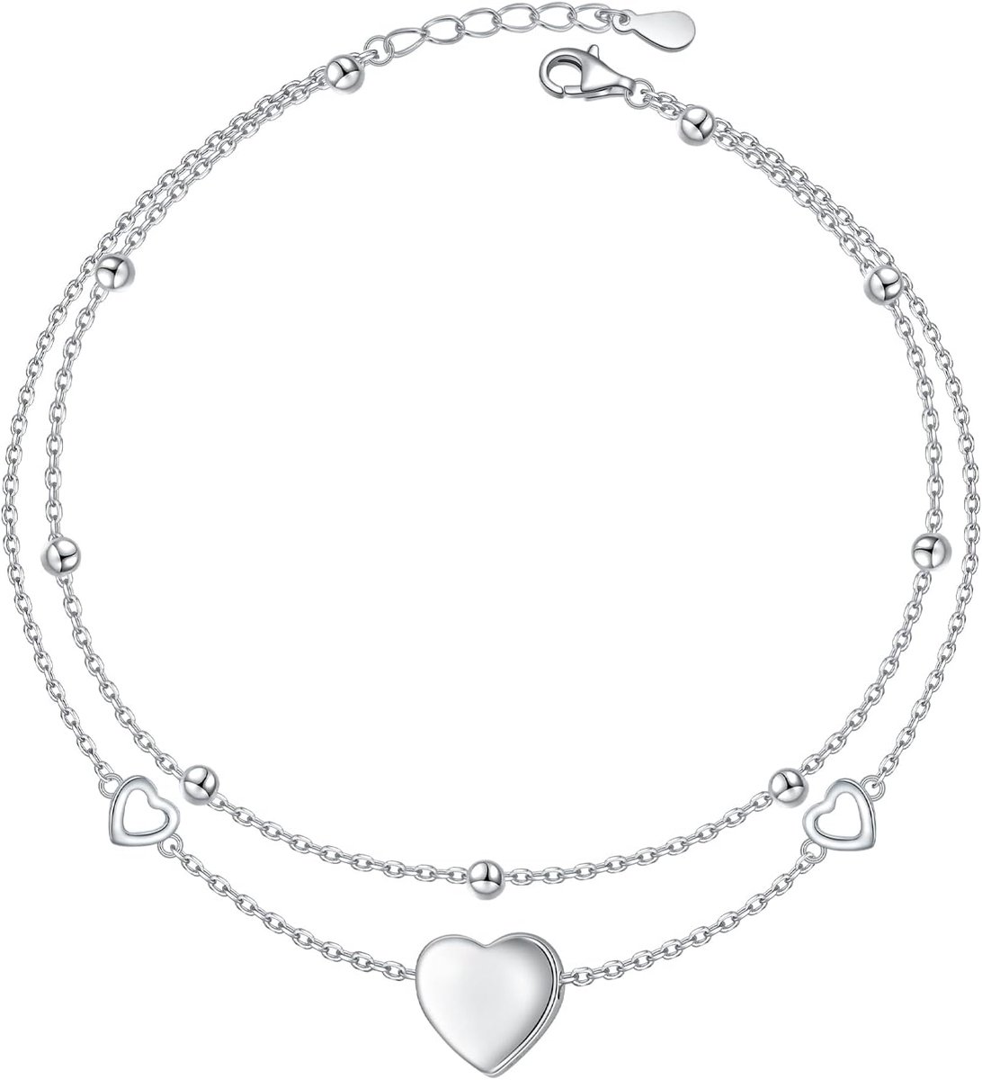 Anklet dames 925 zilver - verstelbaar - vlinder en maan bedels - boho stijl voor strand - ShopVlot