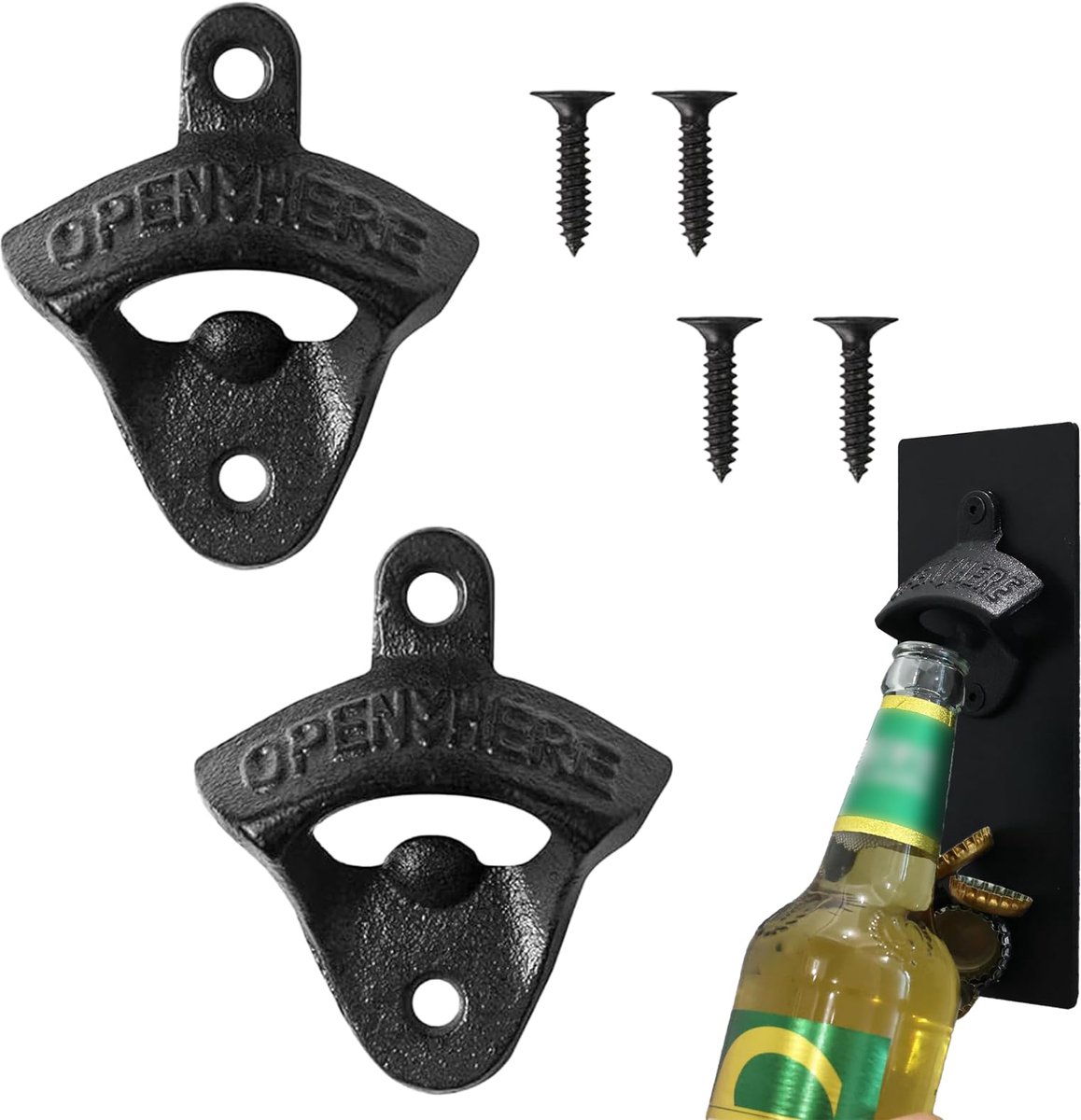 Flessenopener 2 stuks - Vintage wandflesopener - Met schroeven - Ideaal voor thuis en bar - ShopVlot