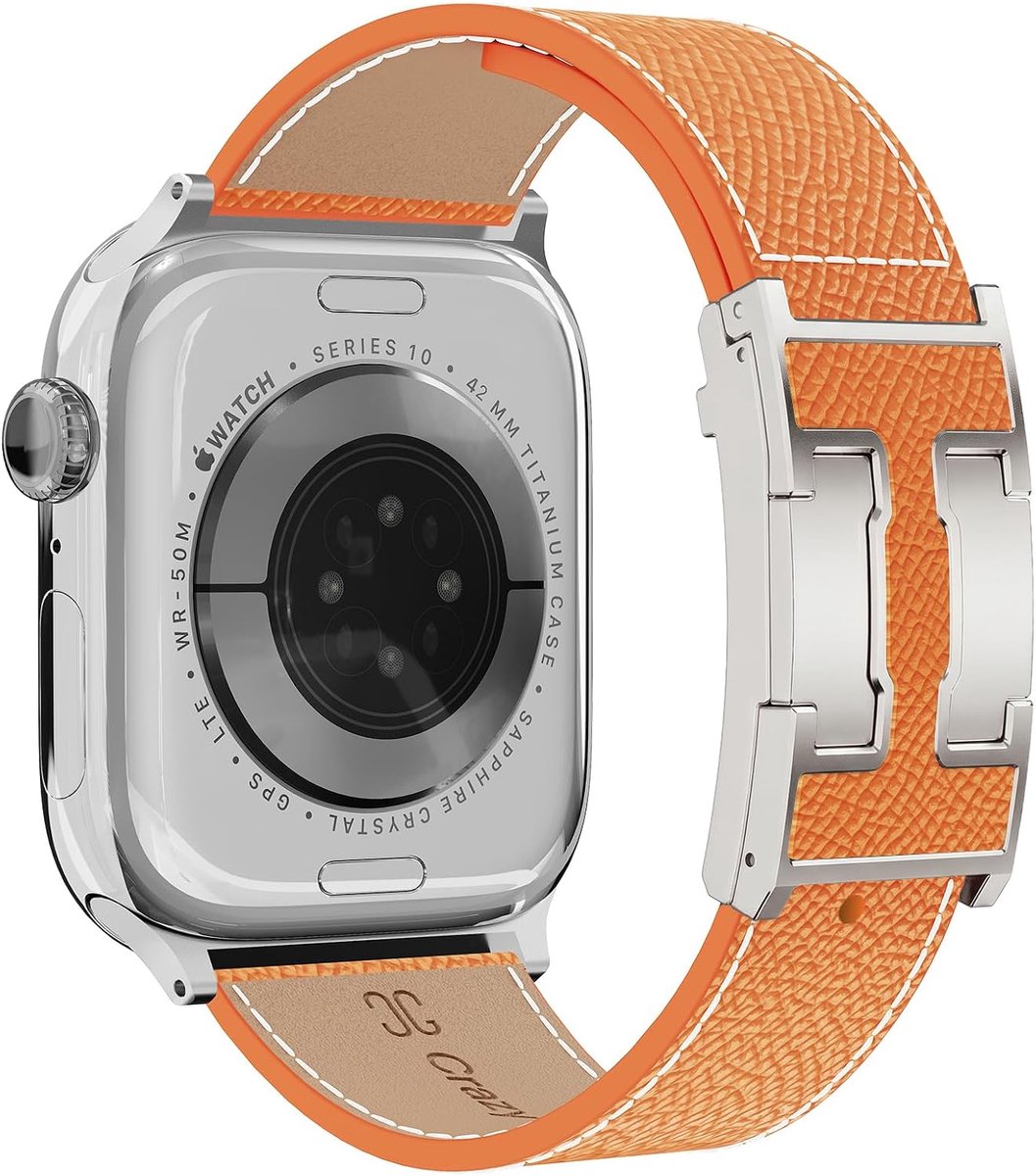 Leren horlogeband 49mm 46mm 45mm 44mm 42mm 41mm 40mm 38mm - vervangband - met magnetische sluiting - ShopVlot
