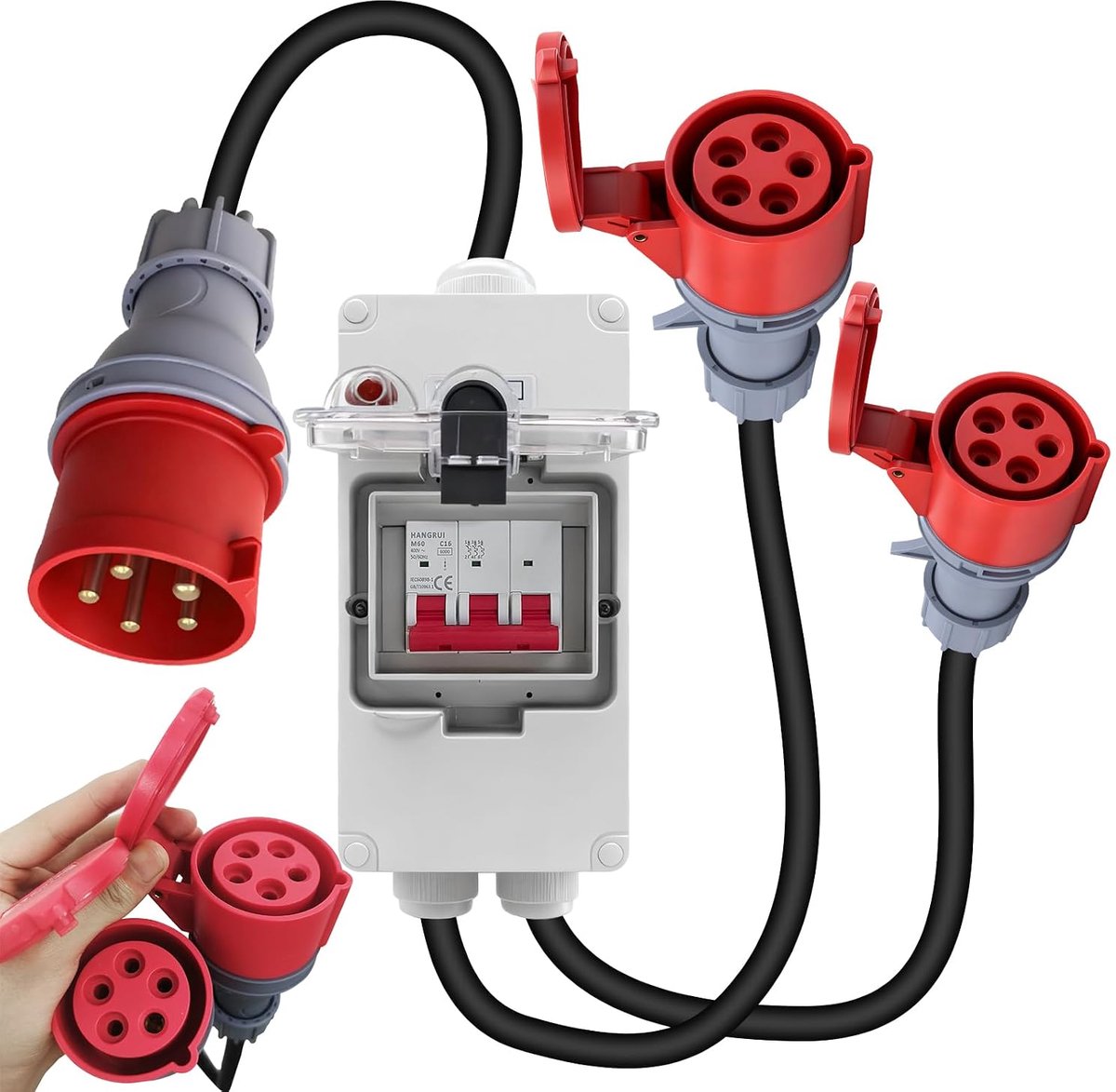 CEE Adapter 32A naar 16A - Sterkstroom verlengkabel - RCD beveiliging - Ideaal voor werkplaatsen - ShopVlot