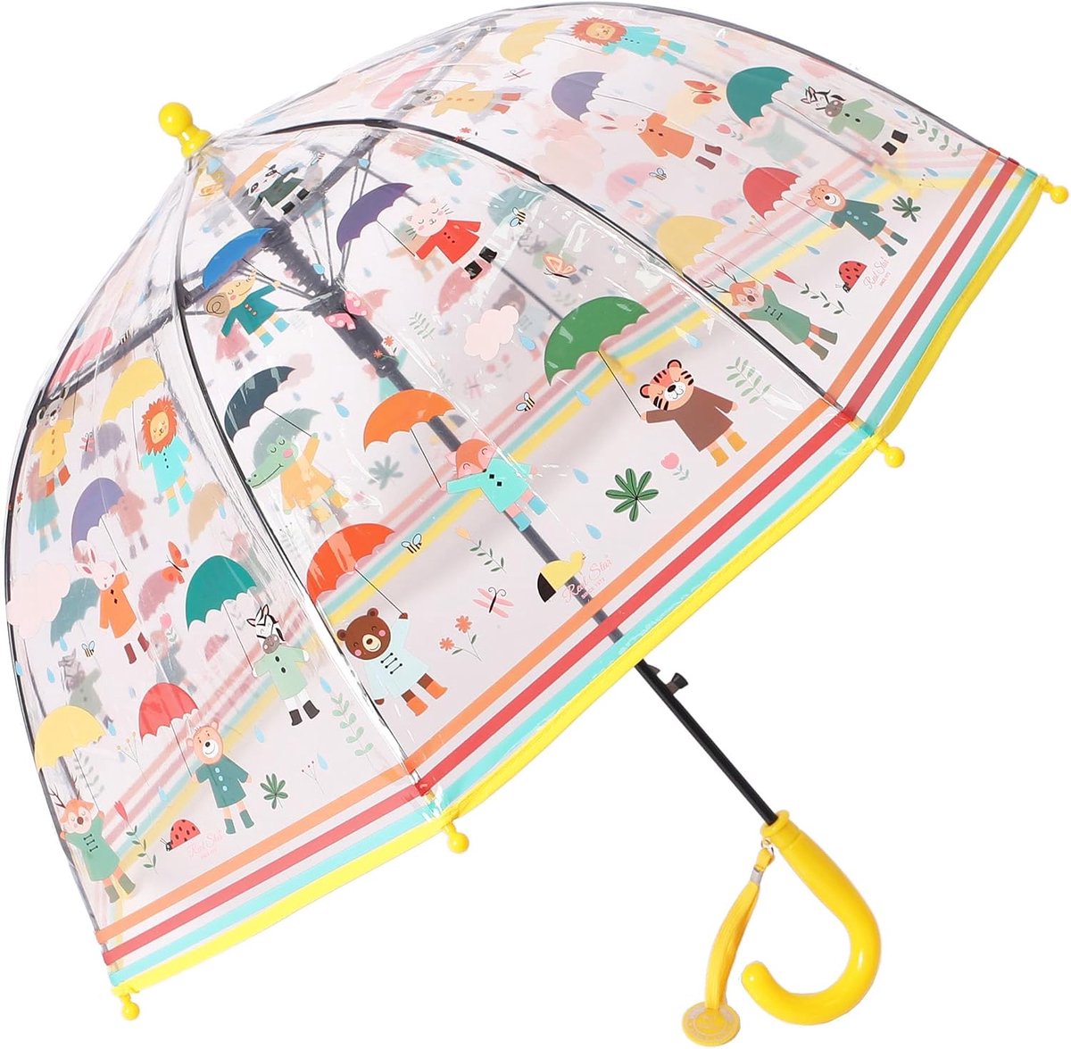 Kinderregenparaplu doorzichtig bolvormig - jongens/meisjes - met gemakkelijke grip - leuk voor buiten spelen - ShopVlot