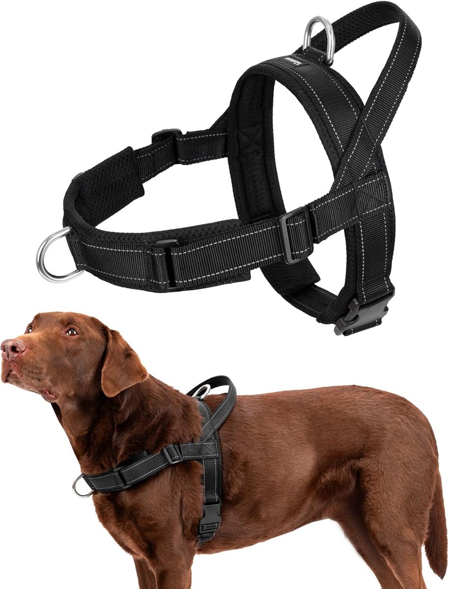 Hondentuig No Pull M - T-Vormig Tuig met Reflector - Gevoerd voor Comfort - Ideaal voor Wandelen - ShopVlot