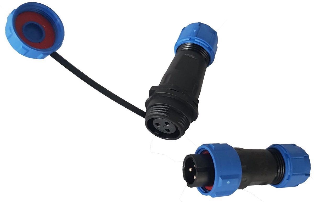 Ronde stekker 3 pin - IP68 waterproof - Voor kabeldiameter tot 6.5 mm - Ideaal voor tuin en boot - ShopVlot