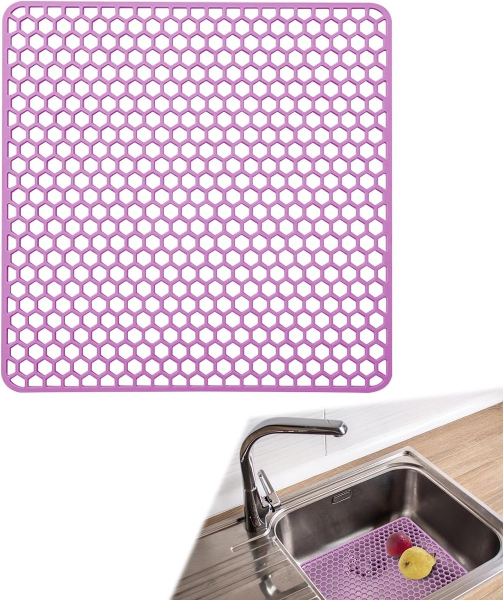 Silikonen gootsteenmat 30 x 30 cm - opvouwbaar - antislip - beschermt gootsteen en servies - ShopVlot