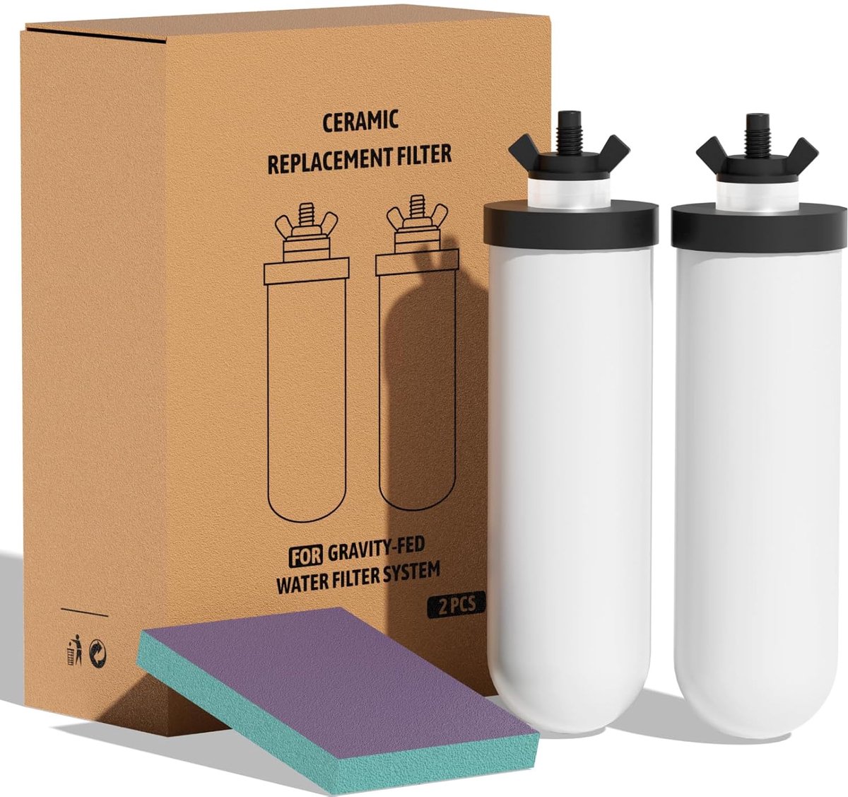 Keramisch vervangingsfilter 2 stuks - voor gravity waterfilter - natuurlijke filtratie - verbeterde smaak - ShopVlot