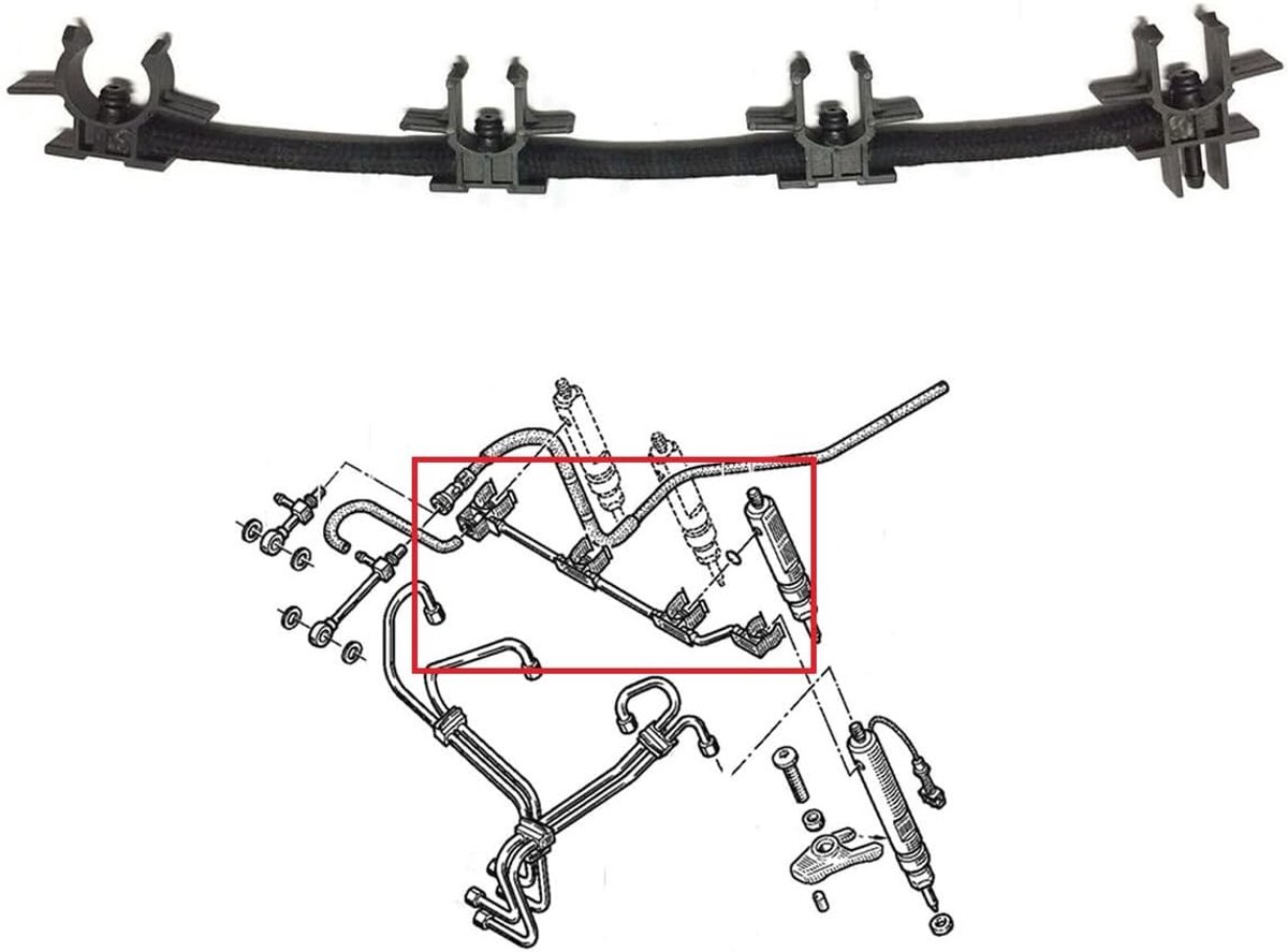 Brandstofinjector rail pijp - voor Renault Megane Scenic Kangoo 1.9 DTI - inclusief slangklemmen - 2 jaar garantie - ShopVlot