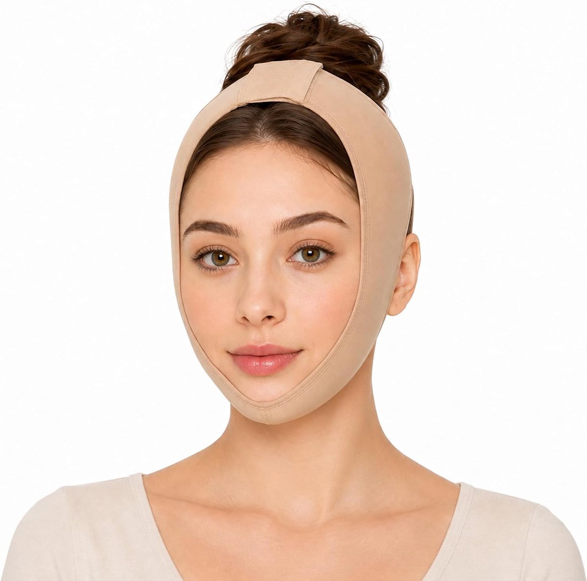 V-vormige gezichtsafslankbandage - verstelbare riem - comfortabel materiaal - slanker gezichtseffect - ShopVlot