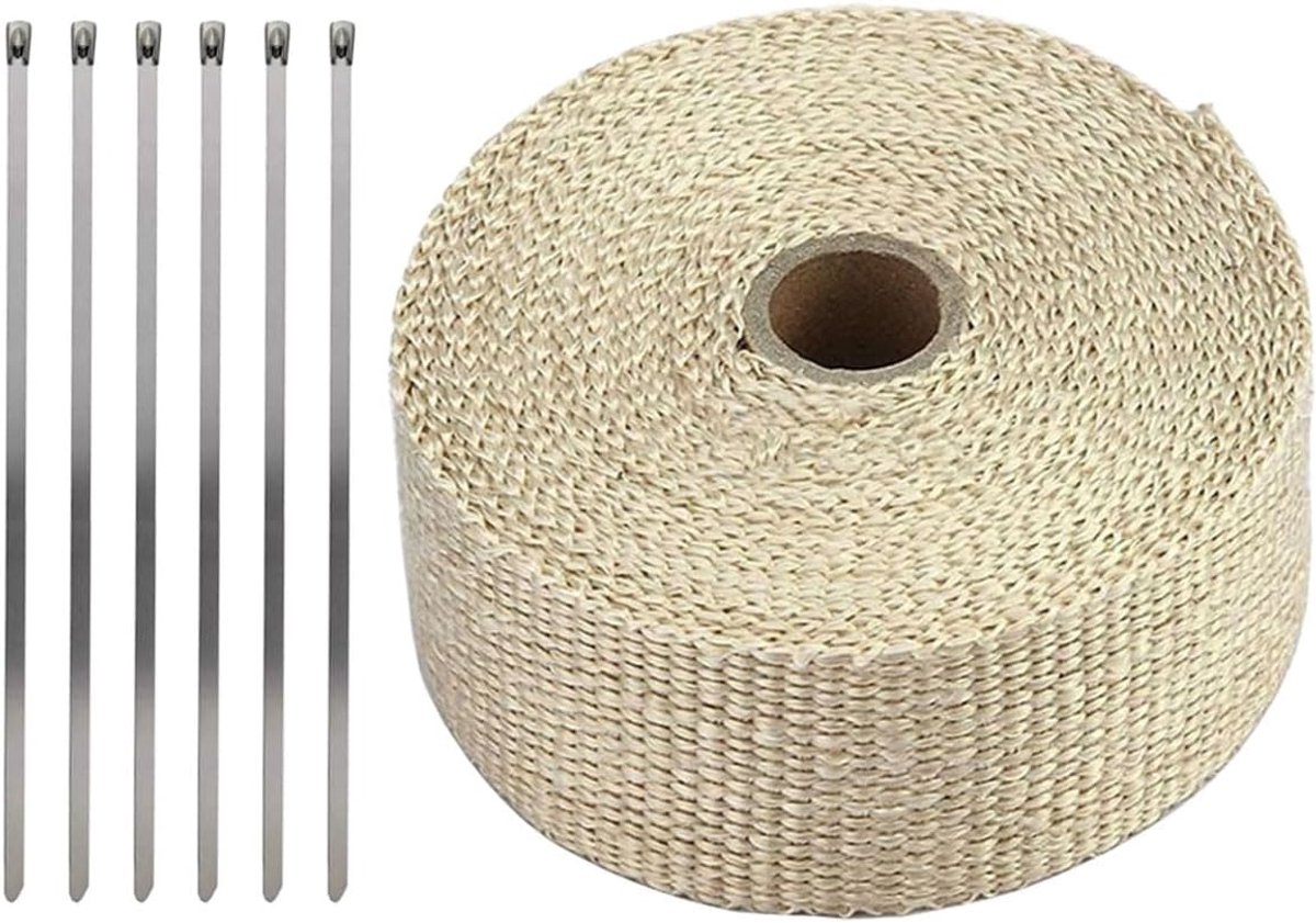 Uitlaatisolatietape 5cmx5M - Glasvezel - Hoge temperatuurweerstand - Bescherming voor motoruitlaten - ShopVlot
