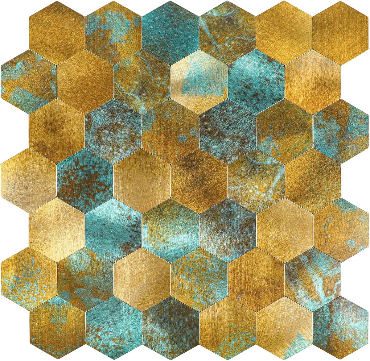 Mosaic tegels zelfklevend 28,7x29,2 cm - hexagonale aluminium tegels - elegante uitstraling - perfect voor keuken - ShopVlot