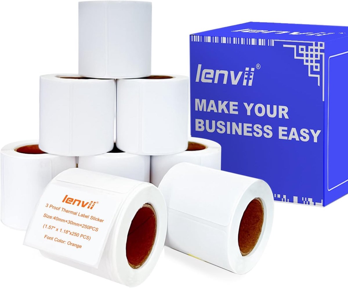 Thermolabels 40 x 30 mm - Zelfklevend - Helder oranje - Voor thermische printers, verzending - ShopVlot