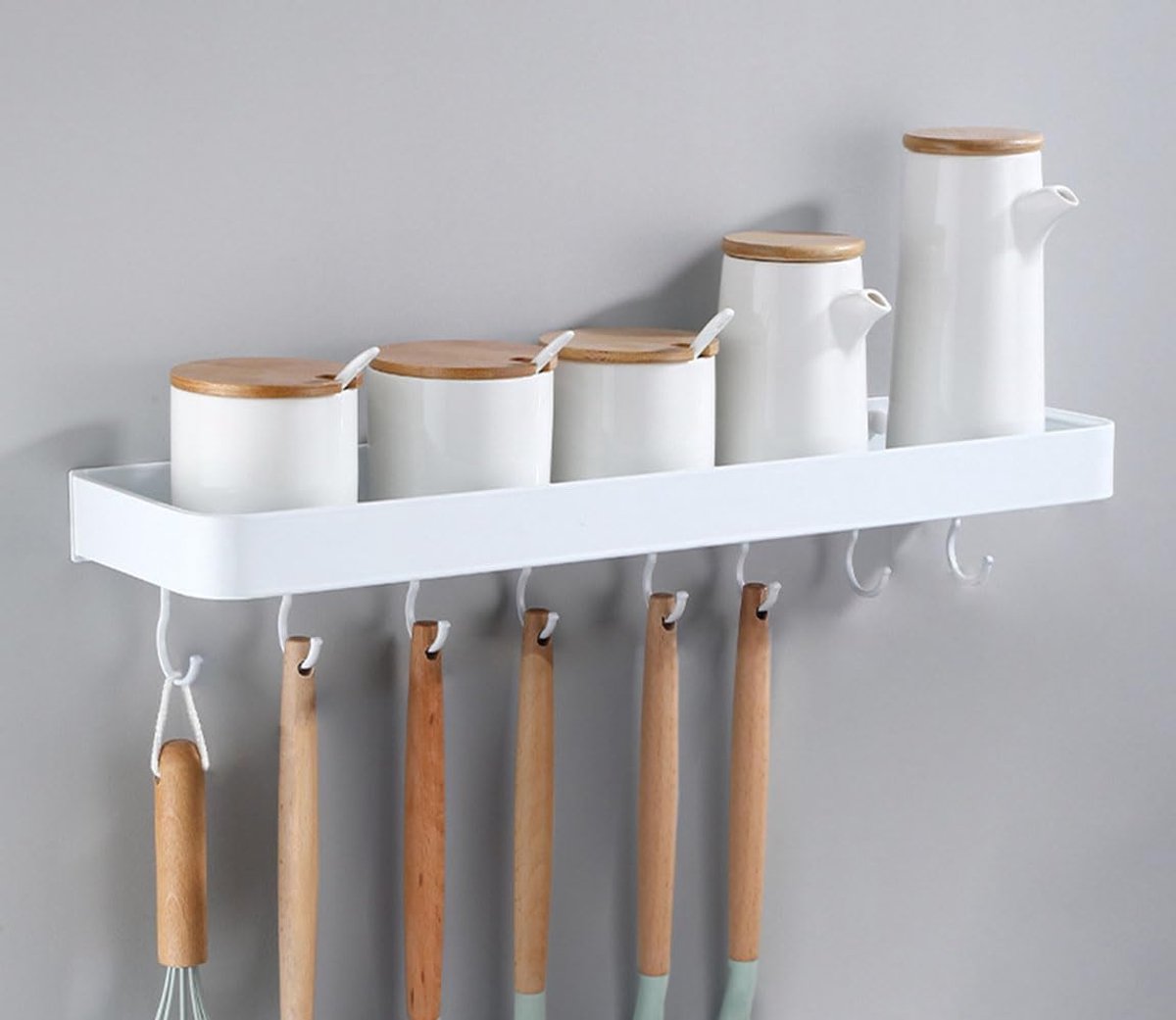 Wandgemonteerde Drijvende Metaalopslagrek 40cm - Wit Aluminium - Roestvrij en Sterk - Ideaal voor Badkamer - ShopVlot