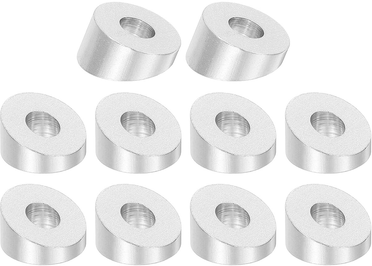 10 stuks 1/4 inch, 20 graden hoek, T316 roestvrij staal, hoeksluitring voor leuningen, trappen, uiteinden, hout, metalen palen, zilver