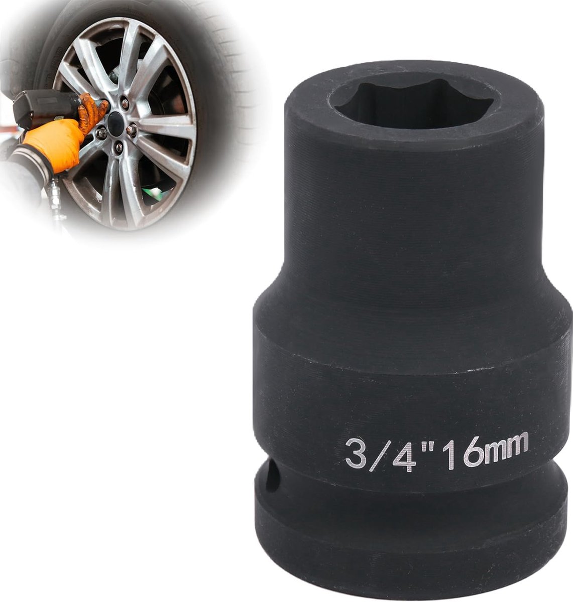 16 mm zeskantige dopsleutel, 3/4 inch slagmoersleutel van chroom-molybdeen-staal, voor wielverwisselen en werkplaats