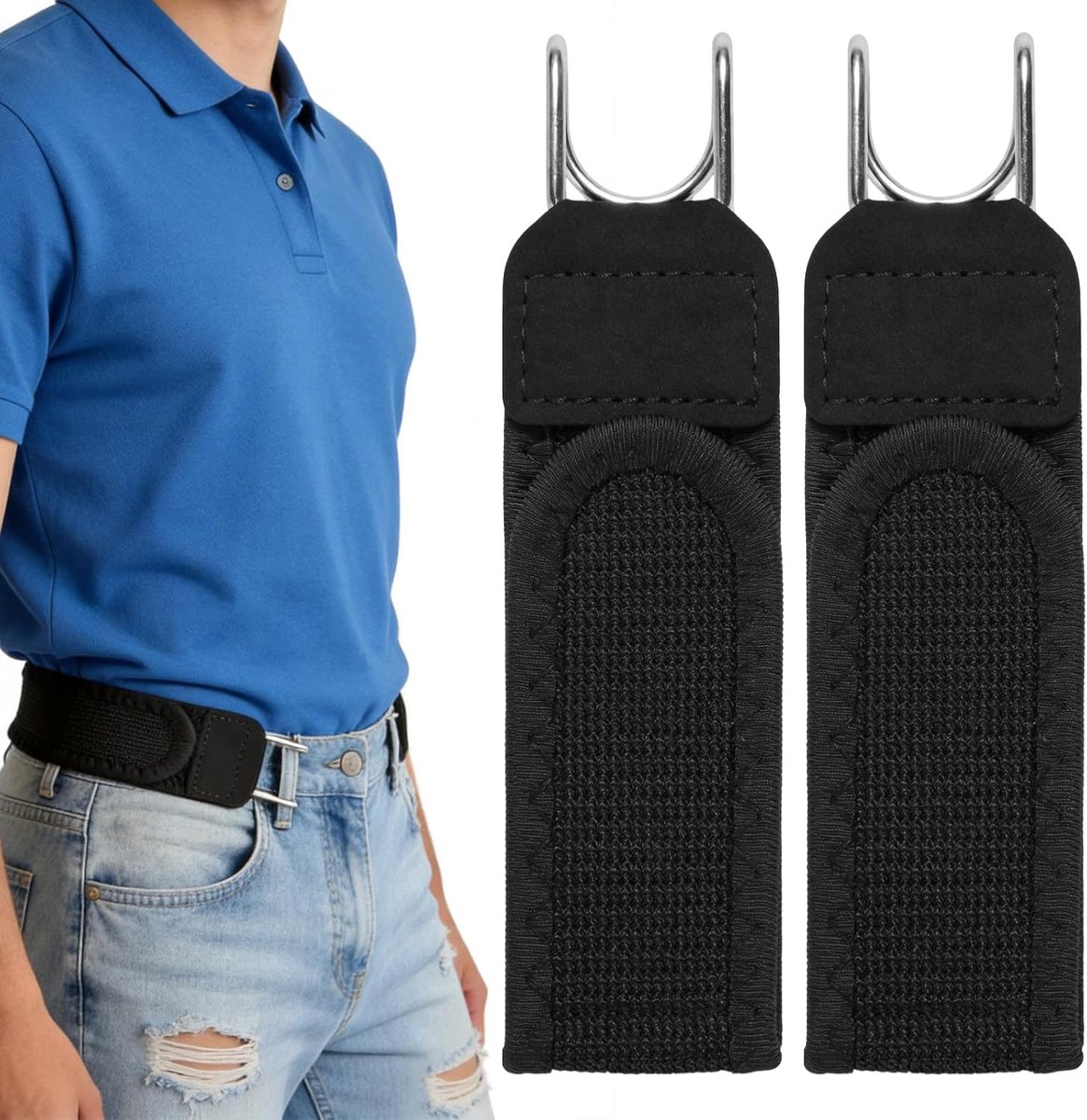 Riemen zonder gesp, voor heren en dames, elastische klittenbandriem, gesploze riem voor skibroek, vervanging, draagbare elastische riem voor dagelijks gebruik en outdoor