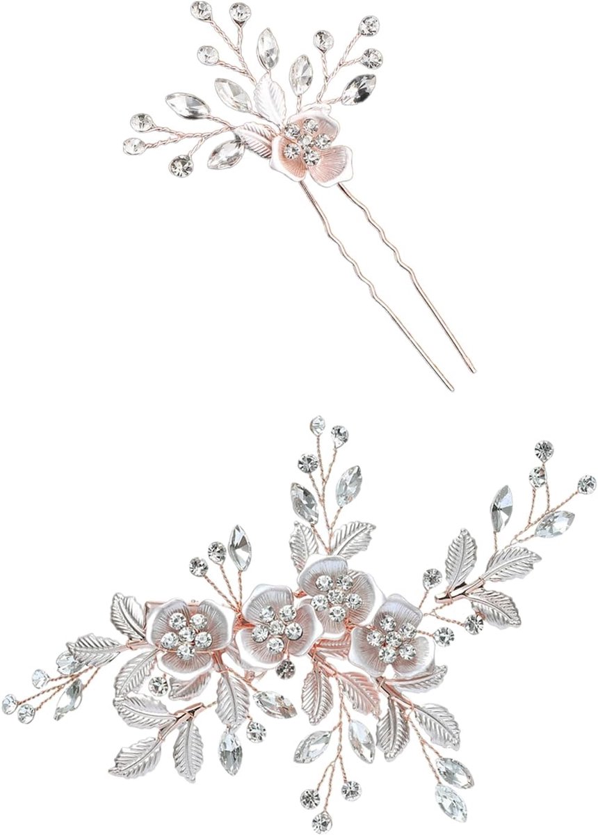 2 stuks bruidstiara's met strasssteentjes, haaraccessoires voor de bruiloft van dames, haaraccessoires voor bruidsmeisjes, haaraccessoires voor bruiden, haaraccessoires voor bloemenmeisjes,