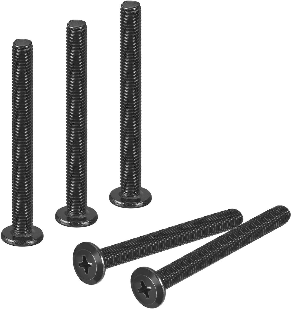 Set van 25 stuks zelftappende schroeven M5-0.8 x 50mm, 304 roestvrij staal Phillips-schroeven met platte kop, volledige draad plaatschroeven, zwart geoxideerd