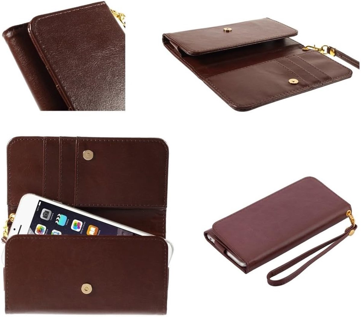 Premium Crazy Horse PU Lederen Portemonnee Hoesje met Kaartsleuven voor Hisense HS-H910 - Bruin