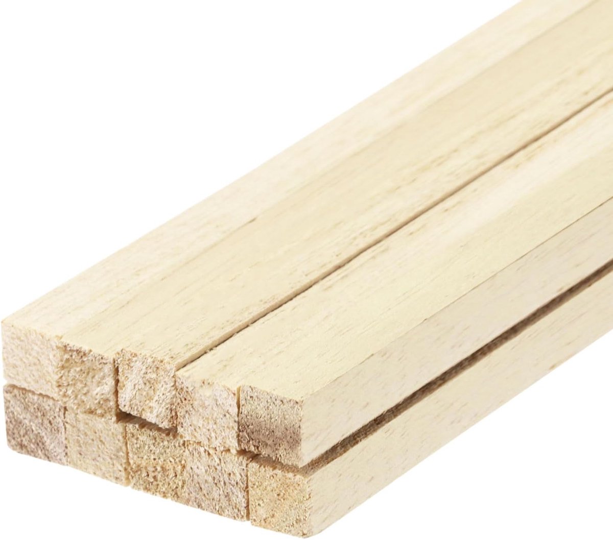 Vierkante houten stokken, 24 x 0,6 cm, ronde staaf van onbehandeld hardhout voor knutseltakken, houten stammen voor doe-het-zelfprojecten, verpakking van 10 stuks