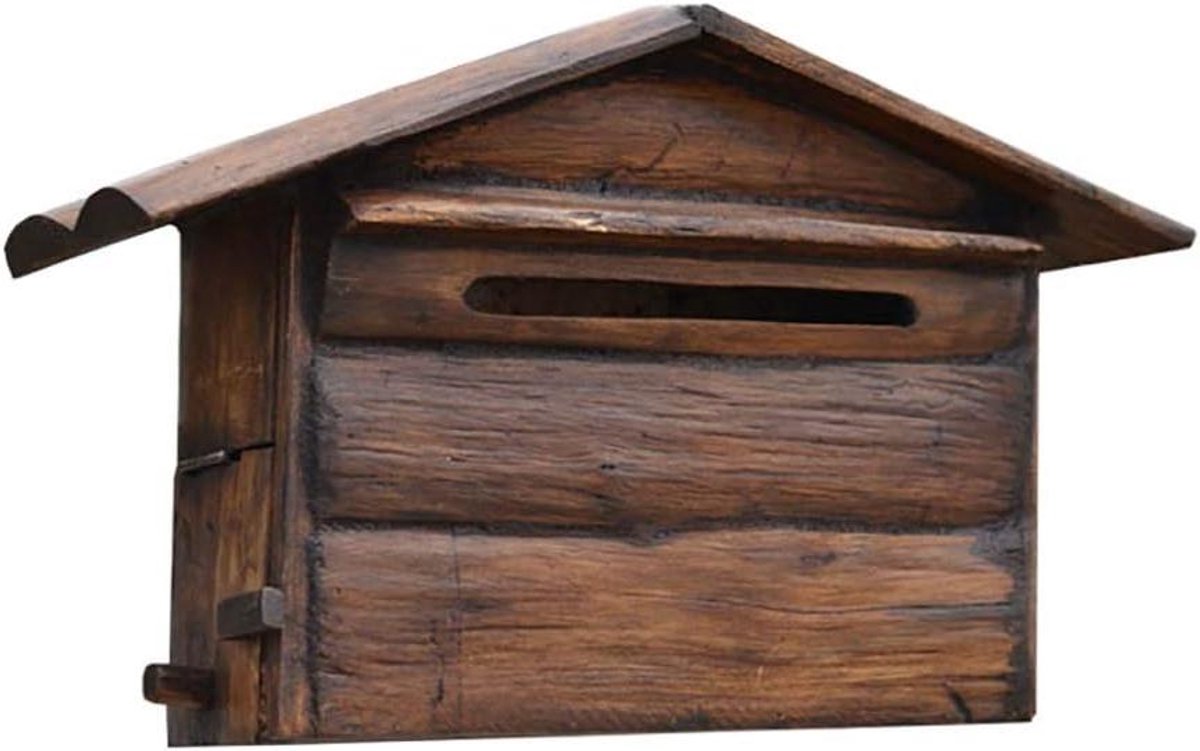 Brievenbus Hout - Postbak Muur - Post Ontvangen - Afsluitbaar Regenbestendig - 40x26x14CM - Bruin