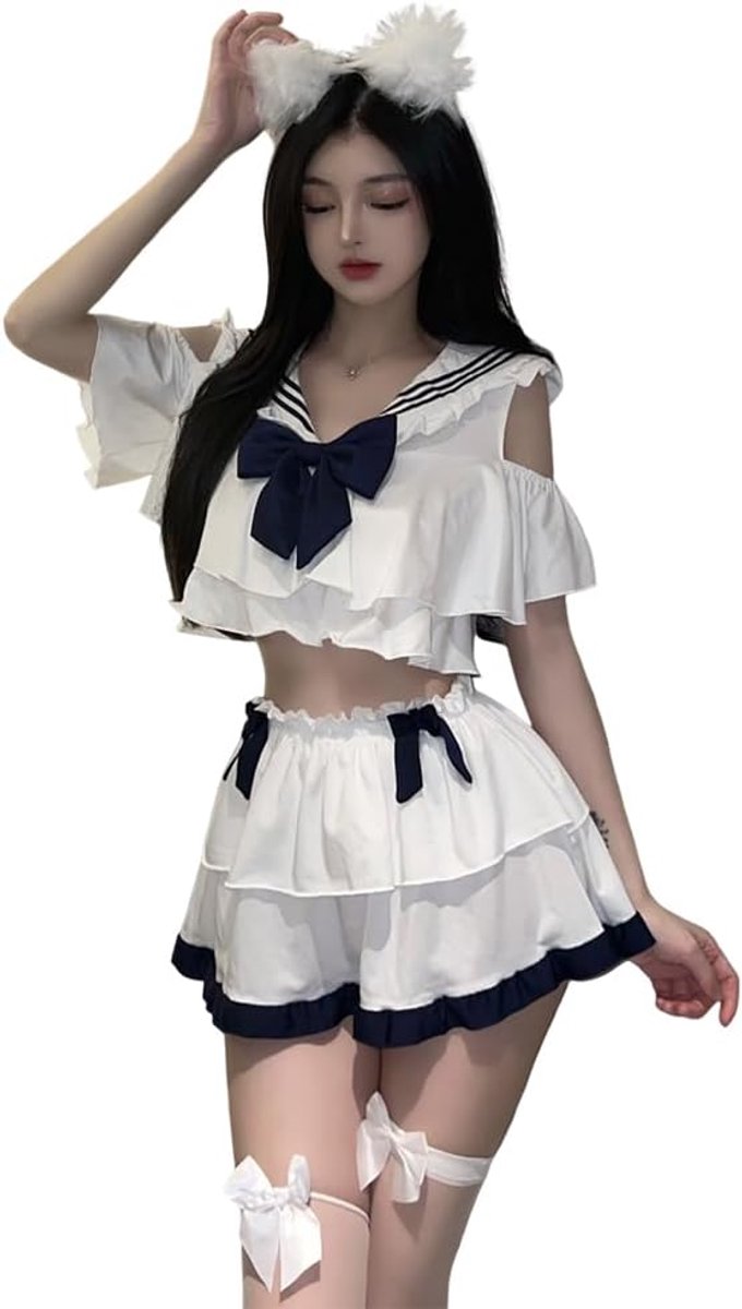 Cosplay-kostuum voor dames, Japanse student, mini-matrozenpak, lingerie