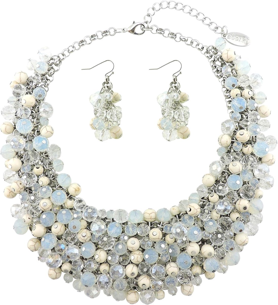 NK‑10260 Modieuze kristallen chunky kraag‑statementketting met oorbelenset voor dames, cadeauset