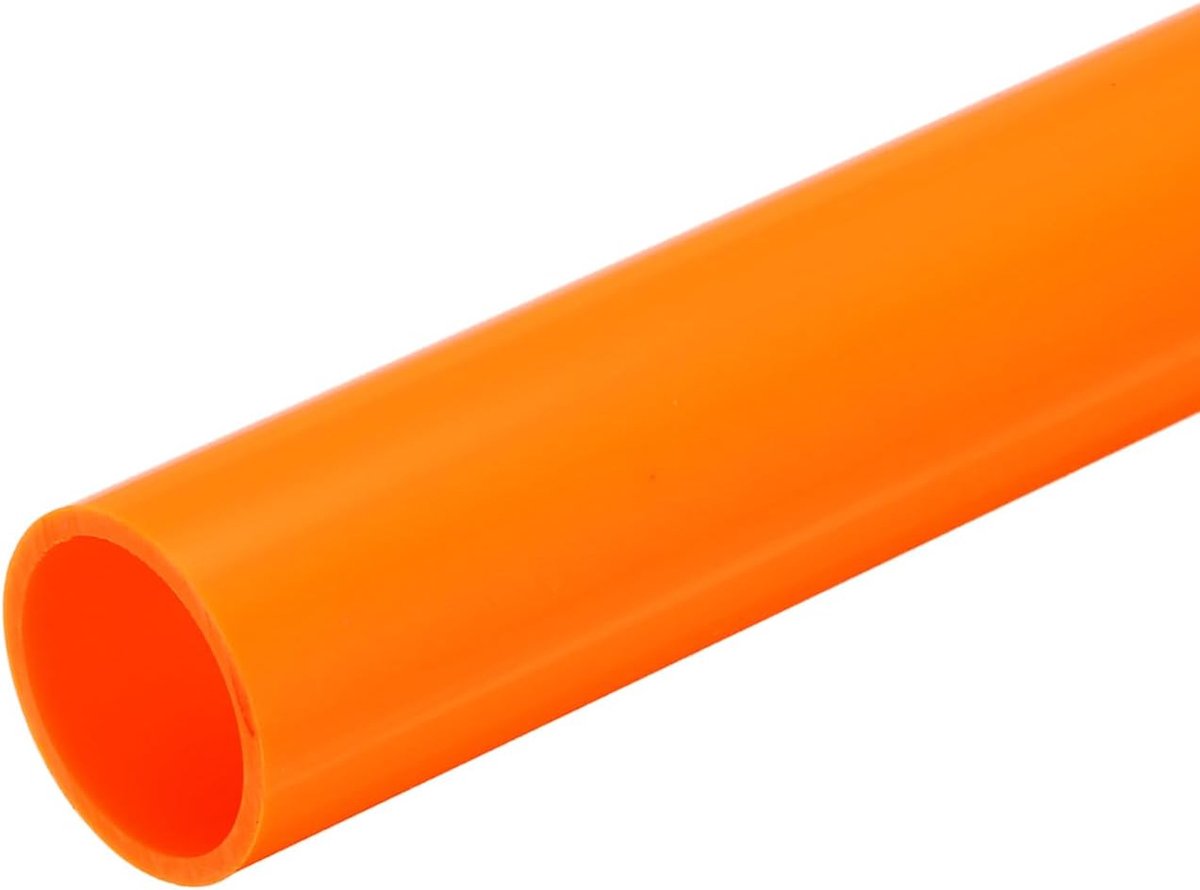 Ronde stijve pvc-slang, 1 1/4 inch, 27,2 mm, ID, 32 mm, OD, 500 mm, oranje, zeer sterk, voor waterleiding, handwerk, decoratie, kabelmantel