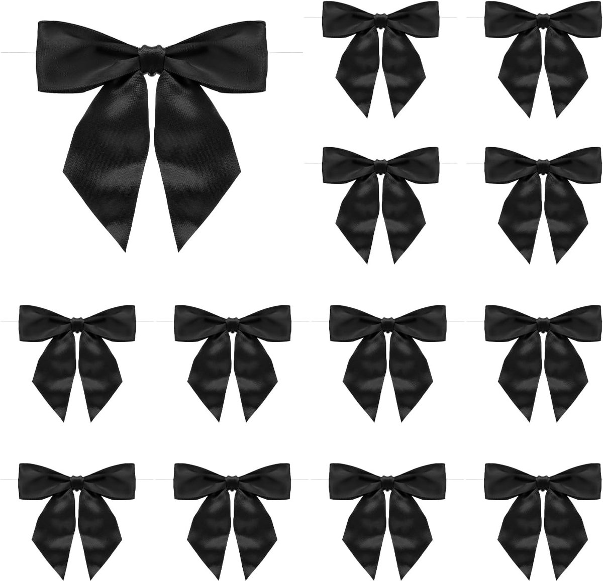 50 stuks voorgebonden linten, satijnen linten, 11,5 cm draaisluitingen, cadeaustrikken voor knutselwerk, doe-het-zelf, snoepzakjes, Kerstmis, bruiloft, decoratie, feestzakjes, zwart