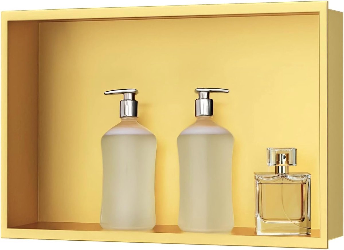 Douche, Douchewandschap Roestvrij Staal, Douchewandschap Enkele Lader Opslag, Douchebak 30 * 45 * 10CM, Goud