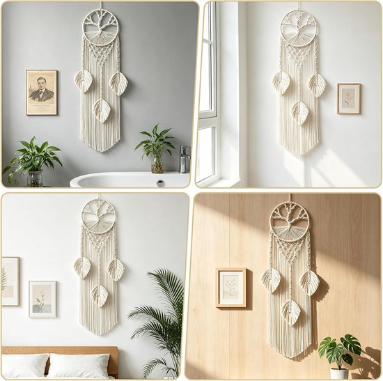 dromenvanger, wandbehang, levensboom, dromenvanger, macramé, wandopknoping voor bruiloften, slaapkamer, woonkamer en entree — afbeelding 5