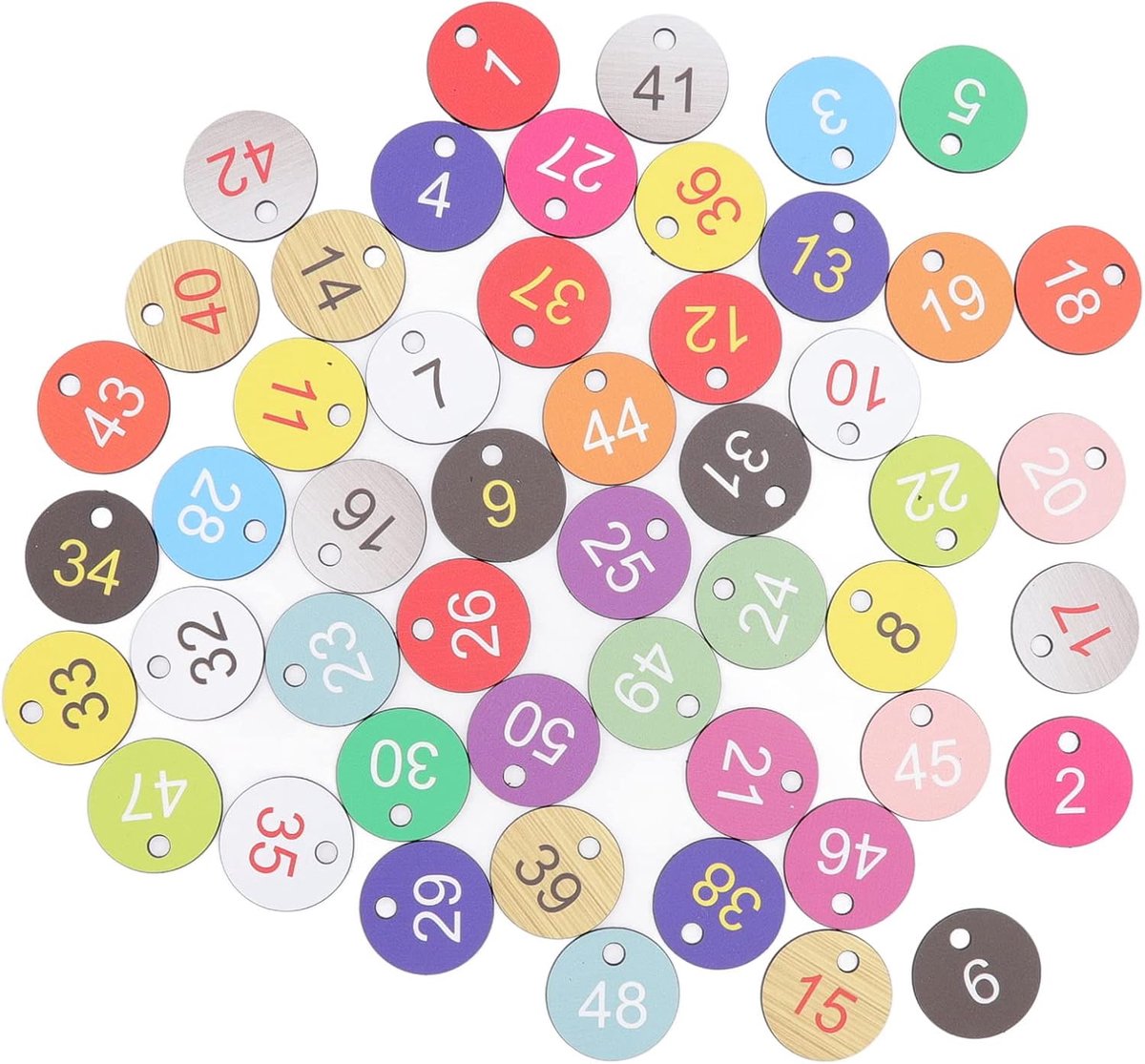50Pcs Bijenkorf Marker Nummer Digitale Marker Ronde Plastic Nummer Tags Compacte Heldere Kleur Nummer Etiketten voor Bijenteelt Veehouderij(1-50)