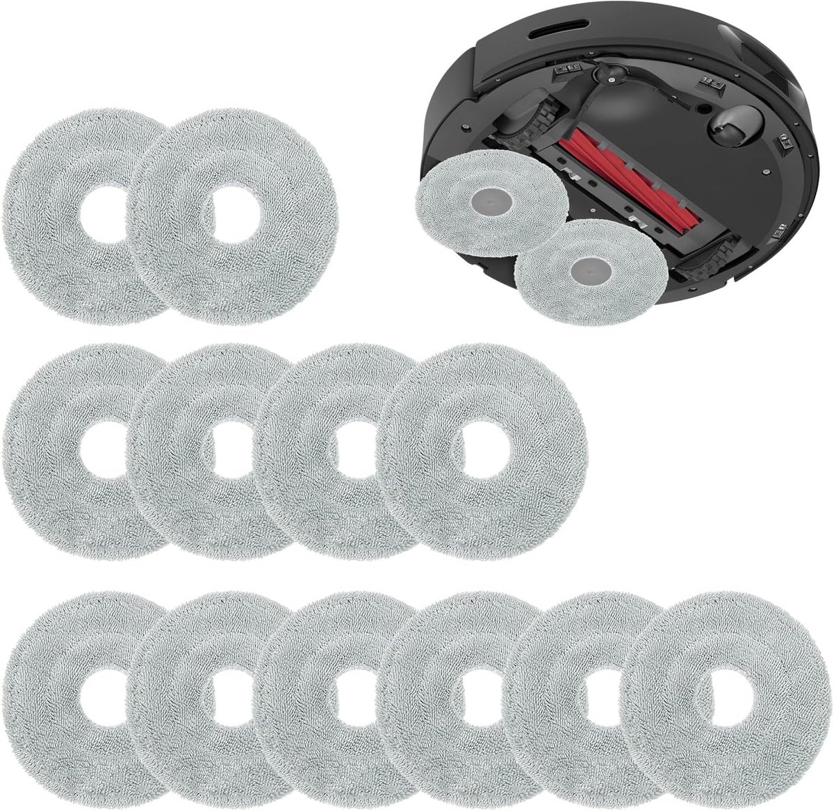 12 stuks reinigingsdoekjes voor robotstofzuiger, wasbaar, reservedoek voor stofzuiger, reservedoekjes, voor Dreame L10s Ultra/X40/X50/S20/S10, voor Xiaomi X20/X10 robots Sweep