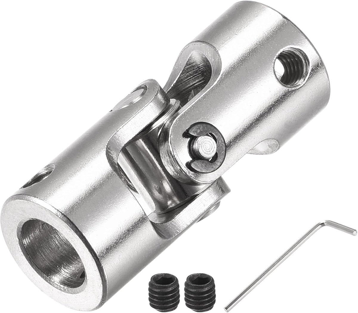 Sourcing map Draaibare kruiskoppeling askoppeling 8mm tot 8mm binnendiameter L35 x D14 met schroeven en moersleutel voor RC model